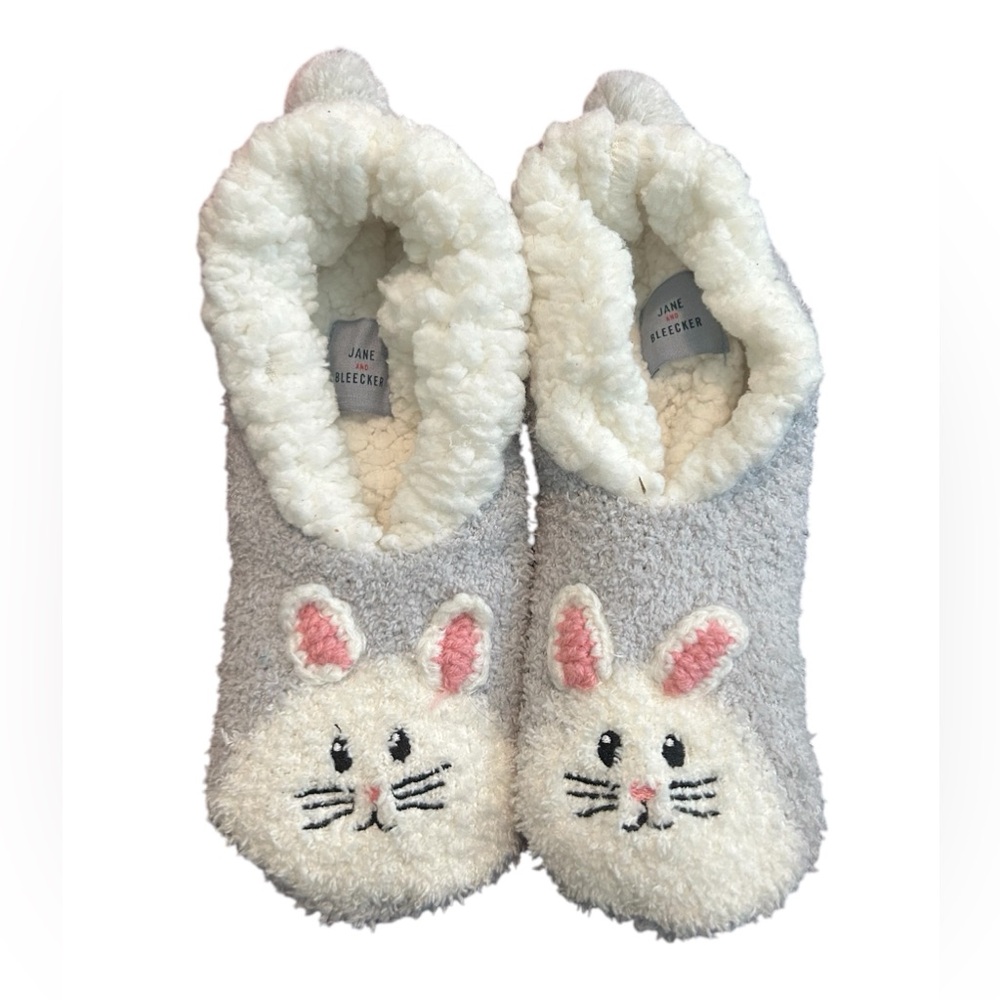 Jane and Bleecker Gray Bunny Slippers
